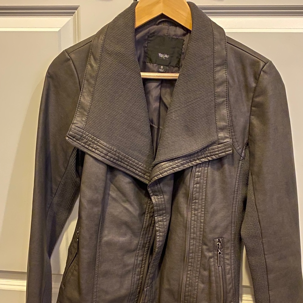 Gray vegan leather jacket size S